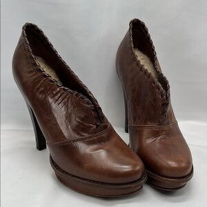 UGG Jameson Brown Leather Platform Heels